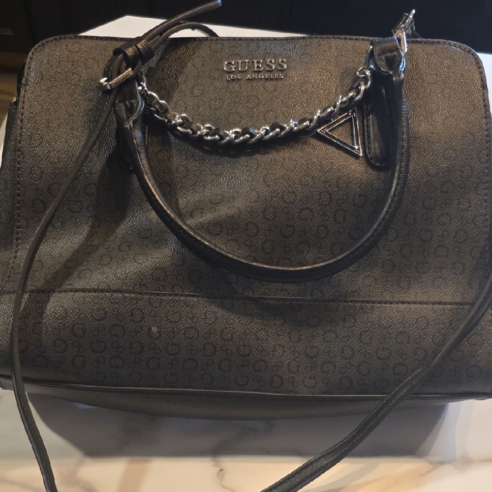GUESS Charcoal Satchel with Chain Detail
